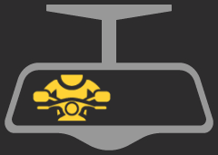 motorcycle weaving in rearview mirror